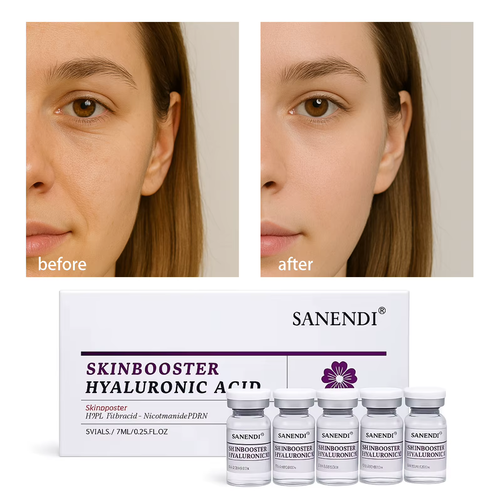 Sanendi peau BOOSTER acide hyaluronique Solution de problèmes de peau du visage hydratant hydratatio