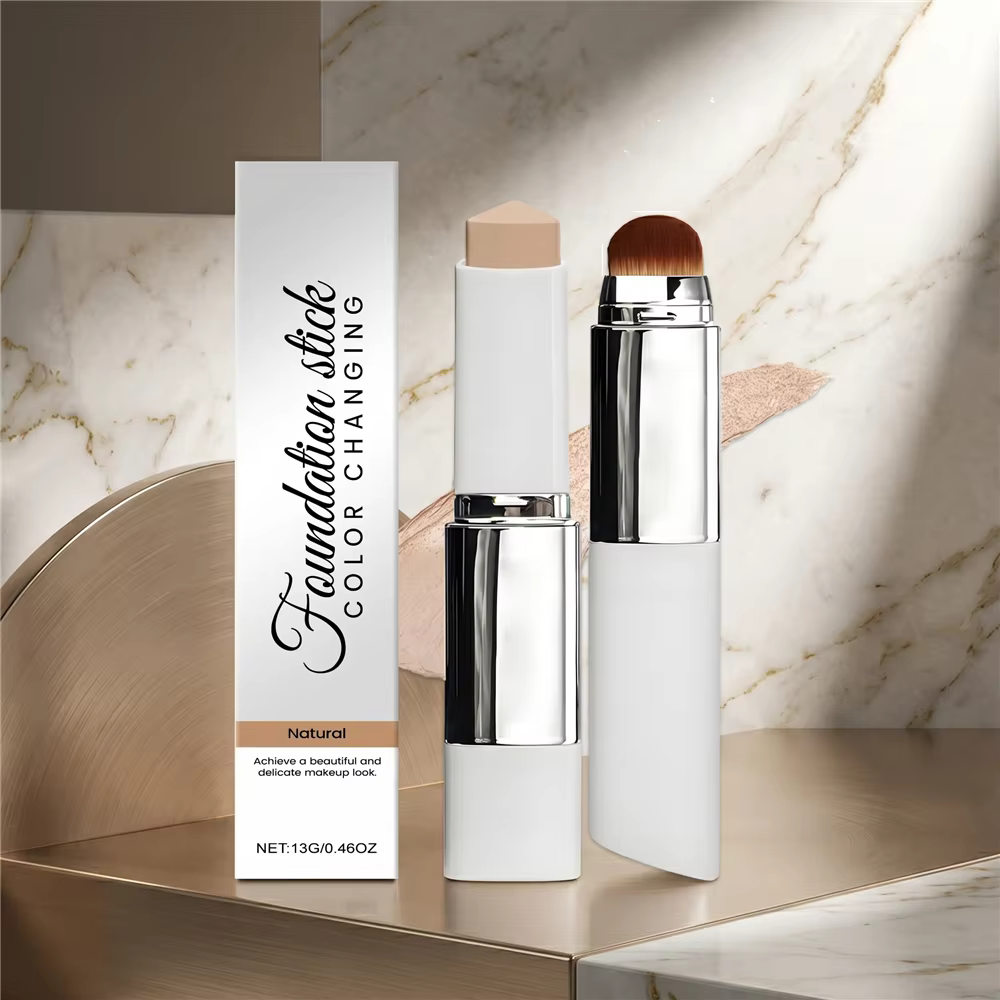 Stick de fond de teint changeant de couleur 2-en-1, crème de base légère hydratante, correcteur, fin