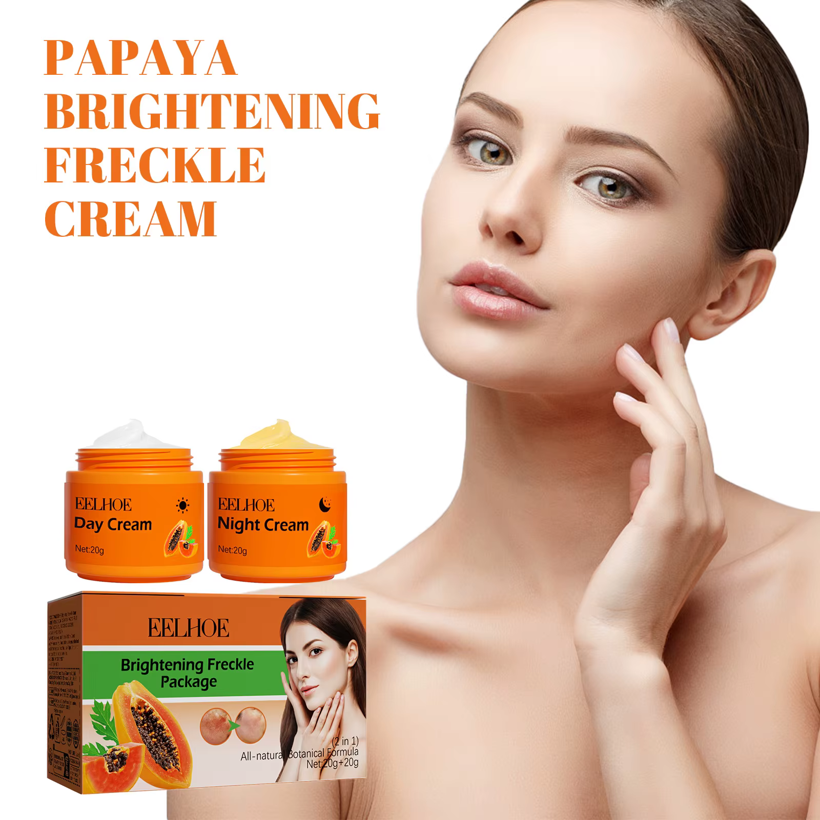 Crème éclaircissante pour le visage, blanchiment des taches de rousseur, taches de soleil de jour et