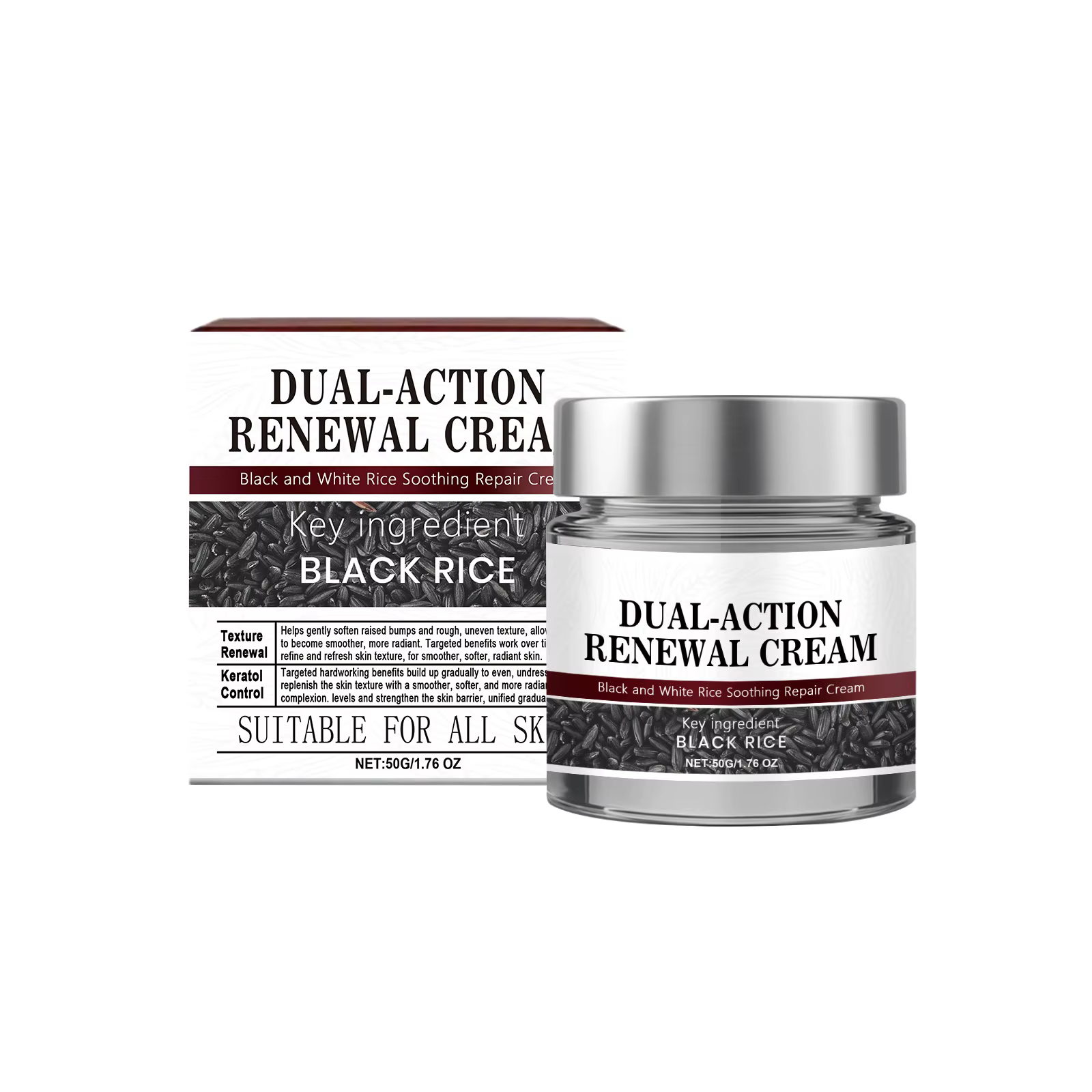 Crème réparatrice pour la peau au riz noir, double Action, élimination des imperfections, peau lisse