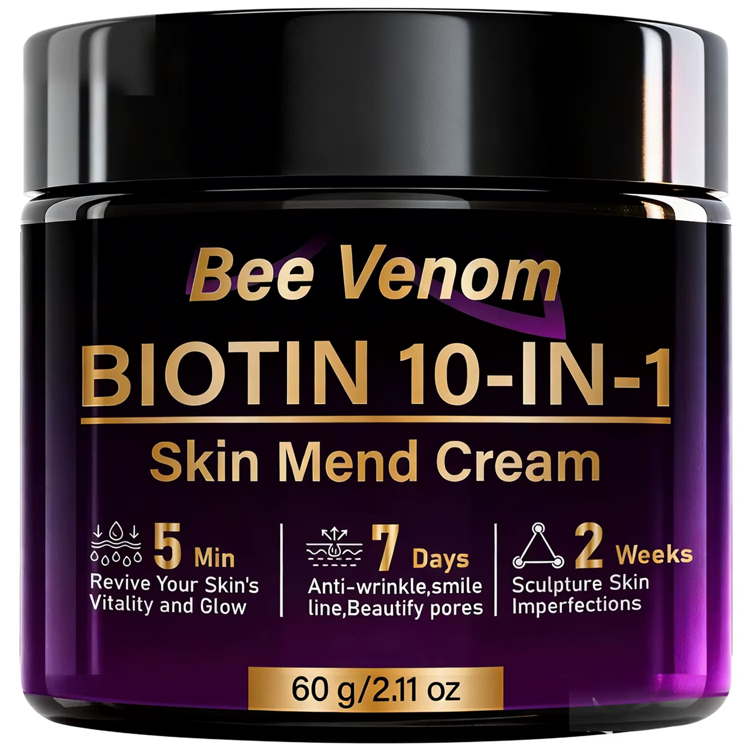 Crème réparatrice pour la peau au venin d'abeille et à la biotine 10-en-1, anti-rides et anti-âge, r