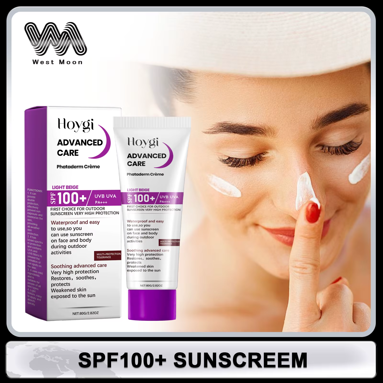 Spf100 +-Crème pour le visage contre les coups de soleil, protection UV, imperméable, Wiltshire, hyd