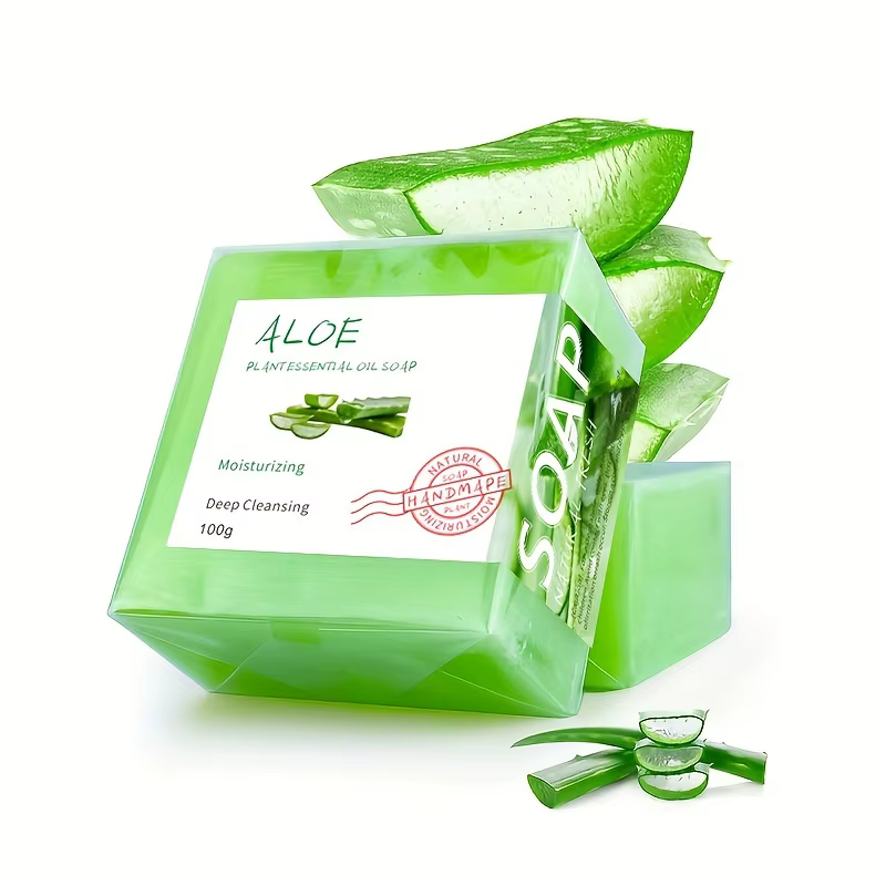Savon fait main à l'aloe vera entièrement naturel aux huiles essentielles 100g, unisexe, adapté aux