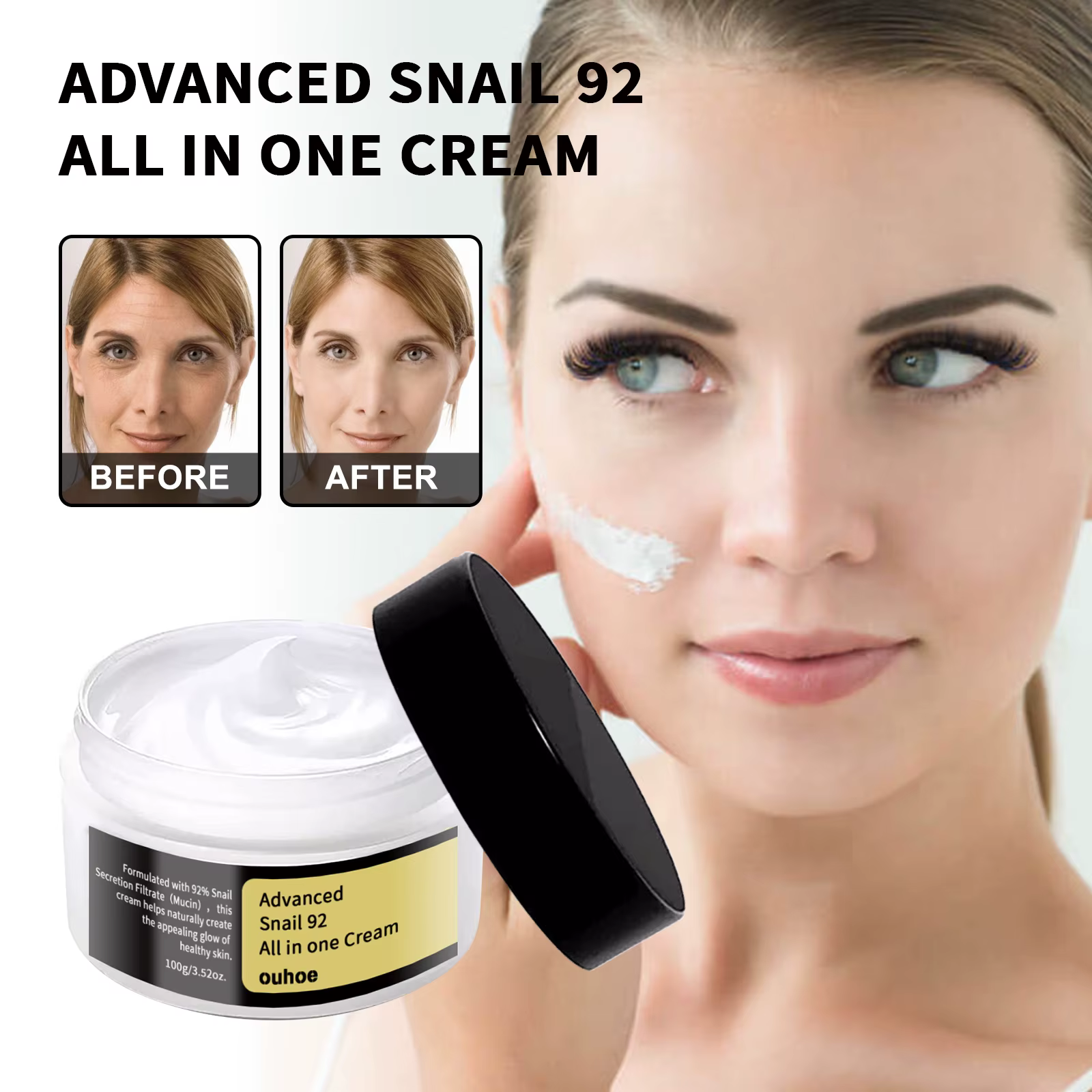 Crème pour le visage à la bave d'escargot E avancée, blanchissante, réparatrice, apaisante, peau sen