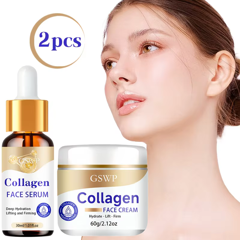 Ensemble crème et sérum hydratants au collagène GSWP : hydrate en profondeur, lift et raffermit, off
