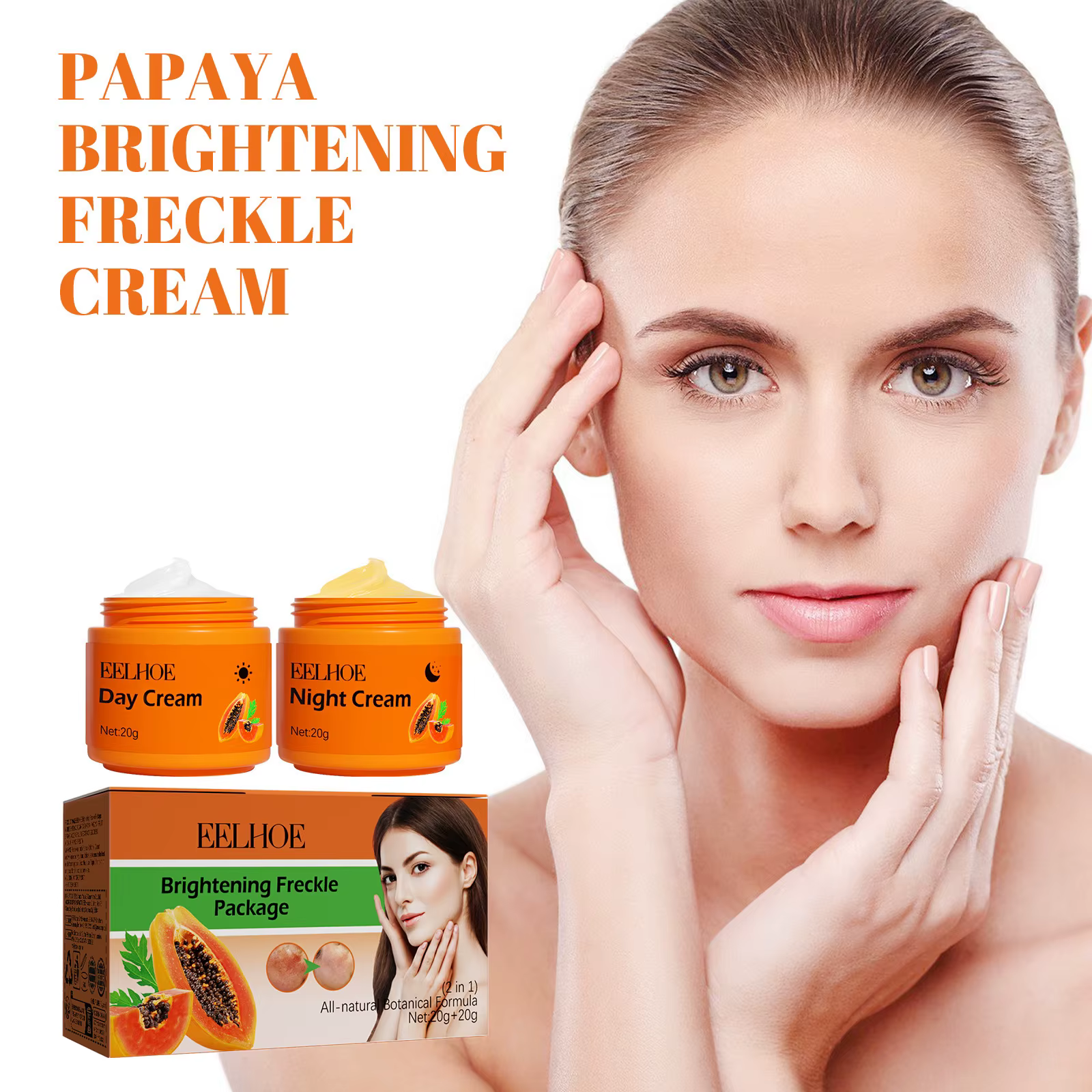 Crème éclaircissante pour le visage, blanchiment des taches de rousseur, taches de soleil de jour et