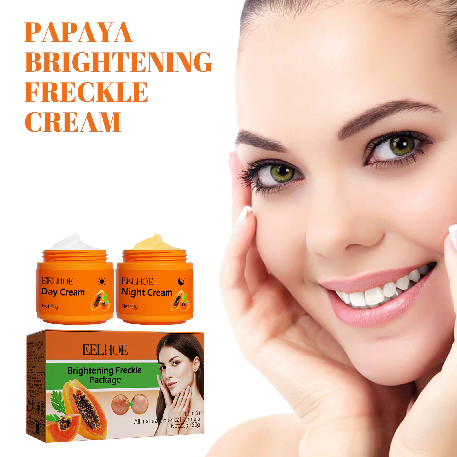 Crème éclaircissante pour le visage, blanchiment des taches de rousseur, taches de soleil de jour et