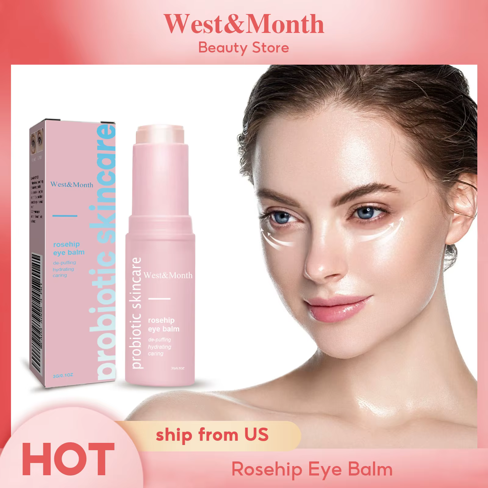 Baume éclaircissant pour les yeux à la rose hanche, réparation plonger oyante sous les yeux, anciers