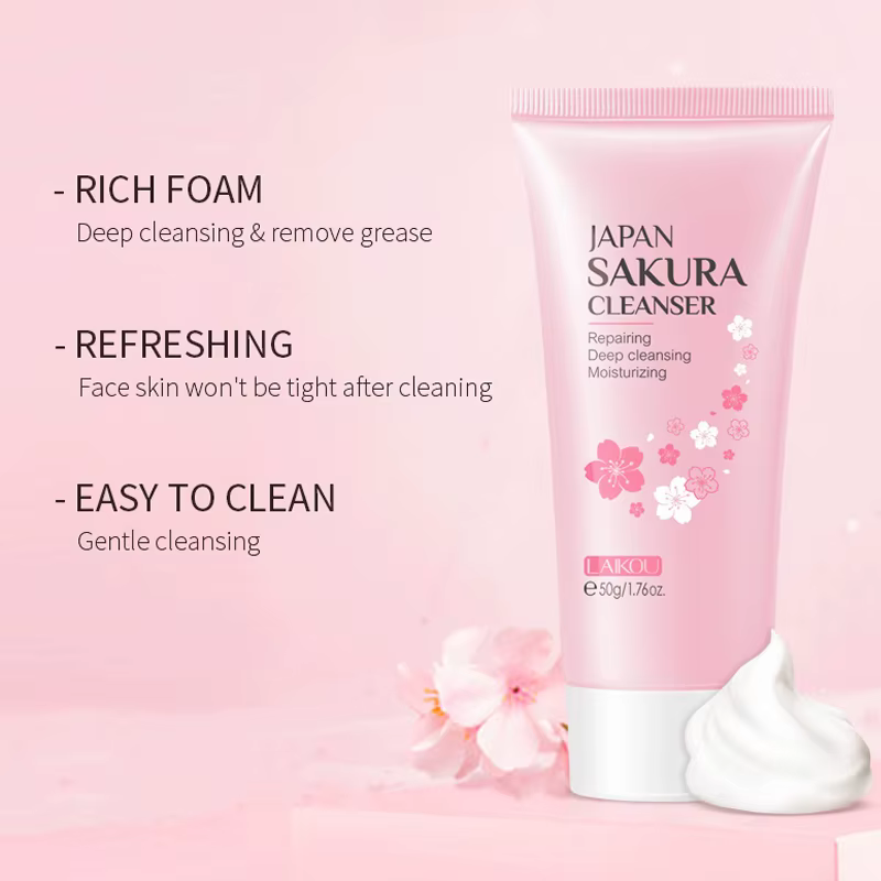 LAlKOU japon Sakura nettoyage doux nettoyant pour le visage rétrécit les Pores nettoyage en profonde