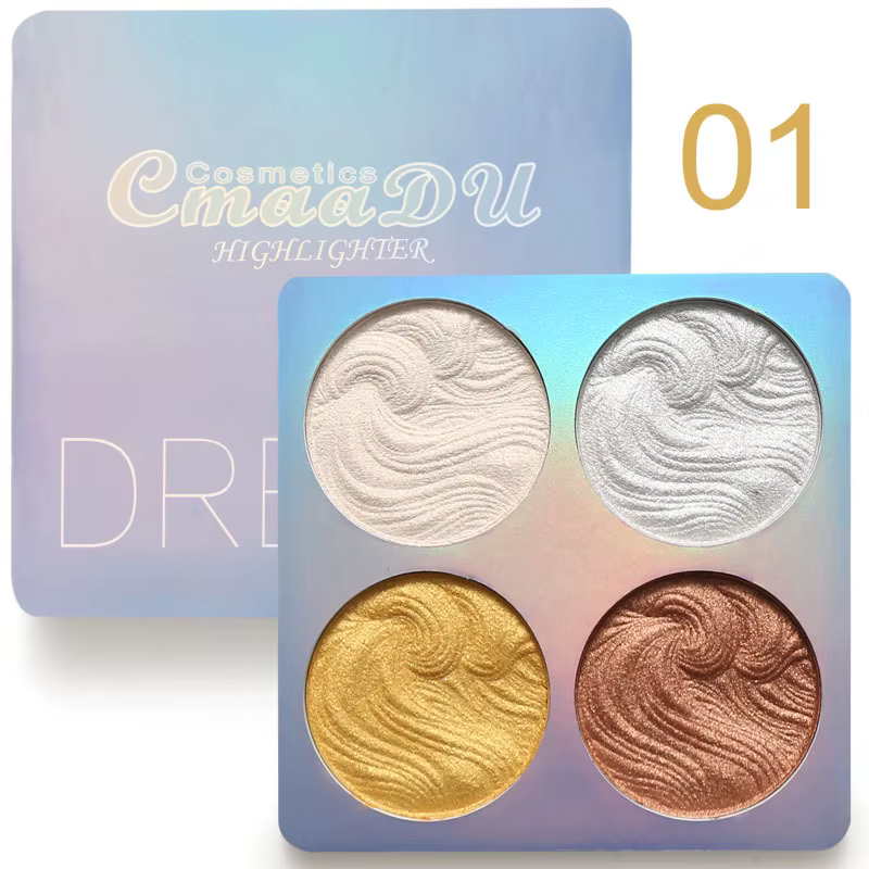 Palette de surligneur caméléon pour le visage, poudre de maquillage, illuminateur, scintillant, bril