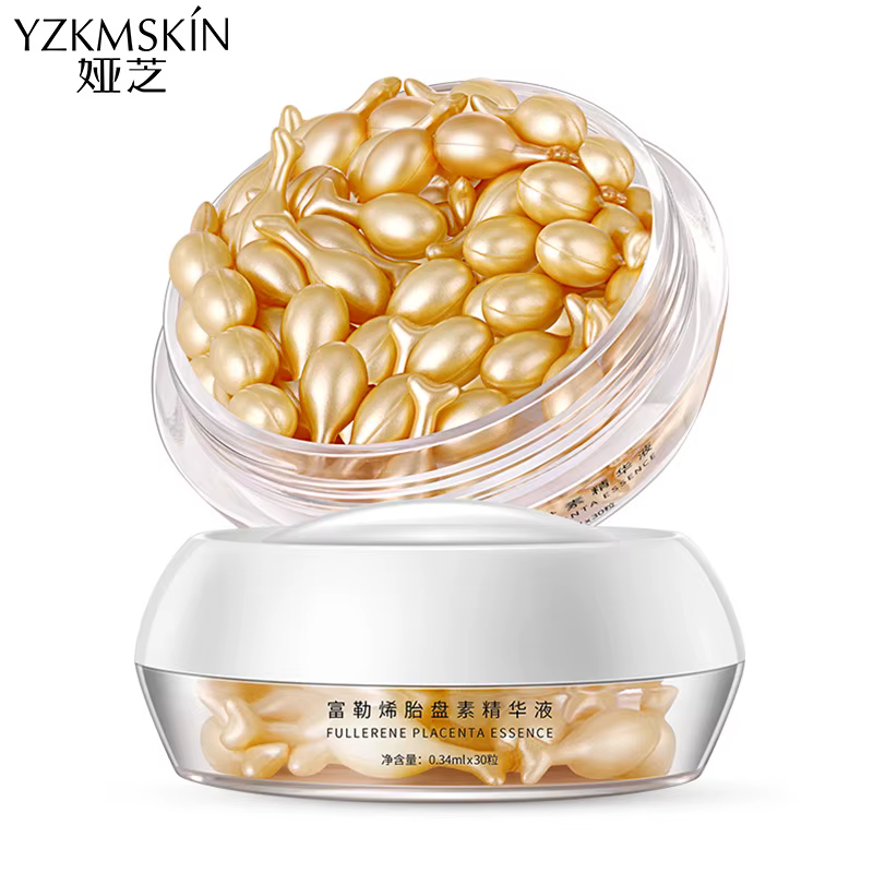 Fullerène Placenta Capsule Essence visage éclaircir sérum hydratant nourrissant Anti-rides vitamine
