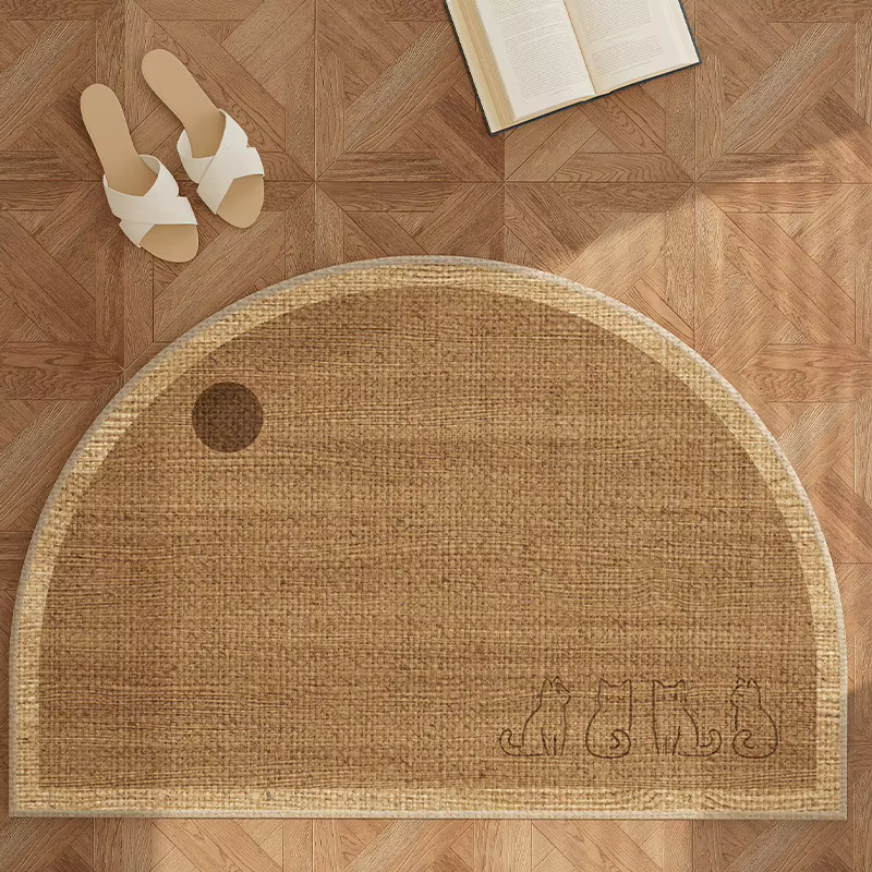 Paillasson demi-rond en jute antidérapant, tapis de bienvenue pour porte d'entrée, intérieur/extérie