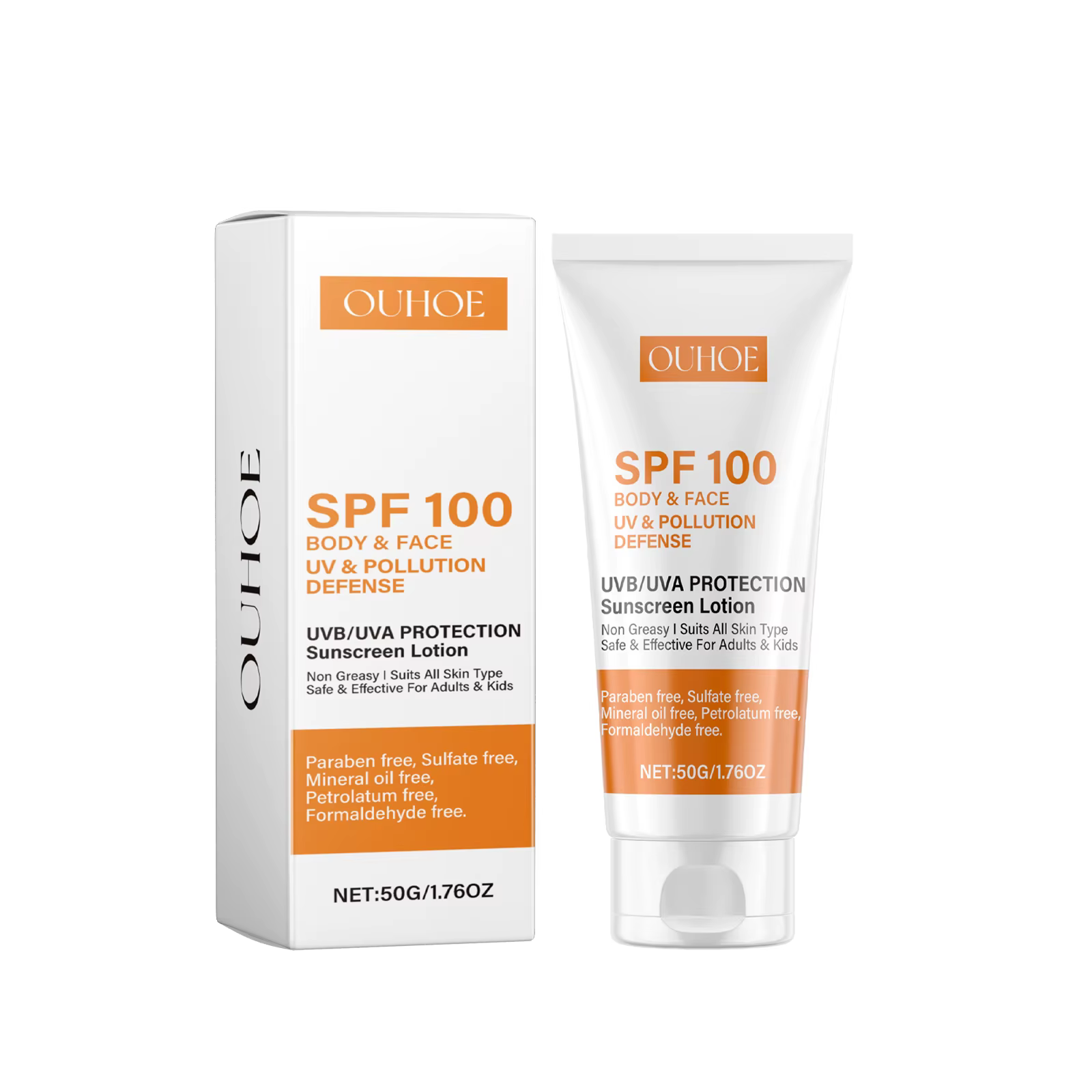 Crème solaire visage et corps non grasse SPF 100+, protection UVA et UVB, crème solaire anti-âge pou
