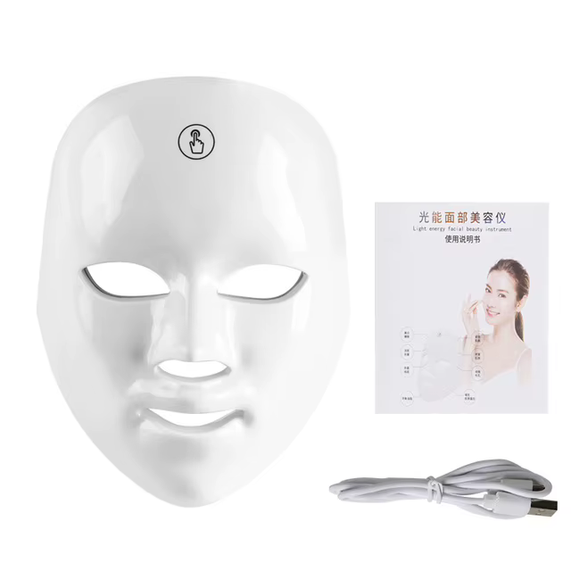Masque facial LED 7 couleurs, photothérapie, soin de la peau, outils de rajeunissement de la peau, a