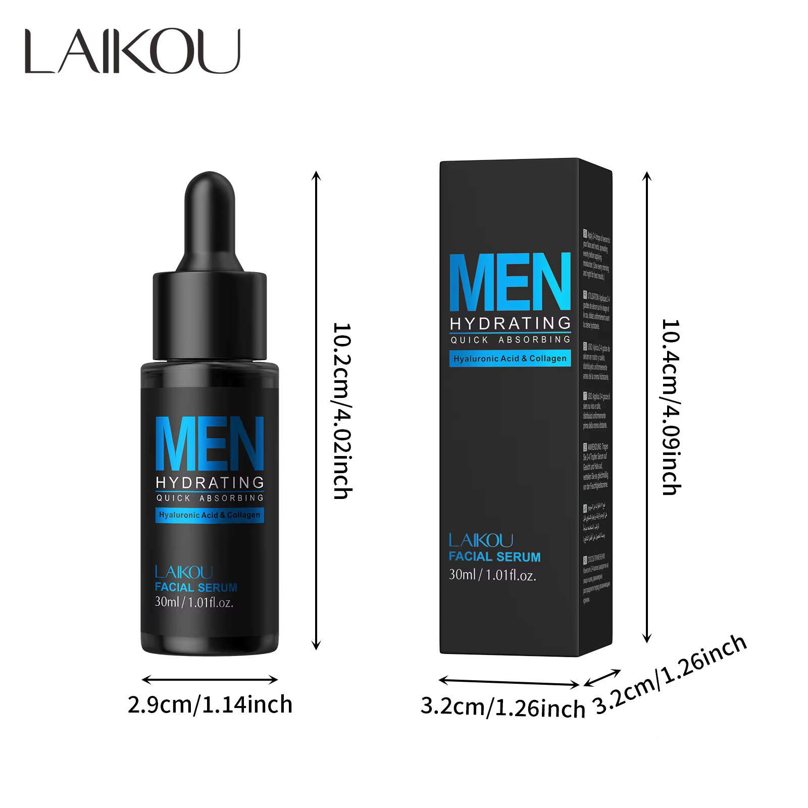 Sérum à l'acide hyaluronique pour hommes, 30ml, Anti-vieillissement, Essence pour le visage, hydrata
