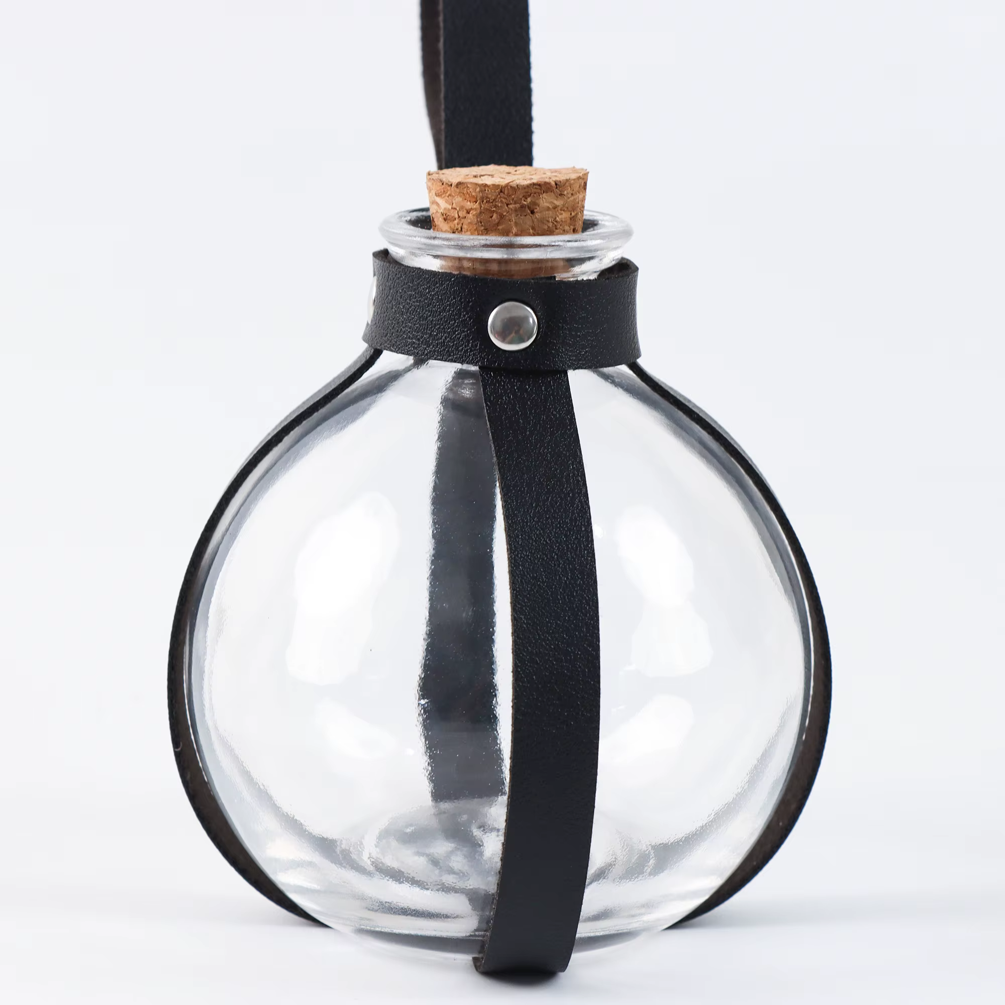 Bouteille en verre pour potion de magie noire Sorcière et Sorcier avec étui en cuir PU – Décoration 