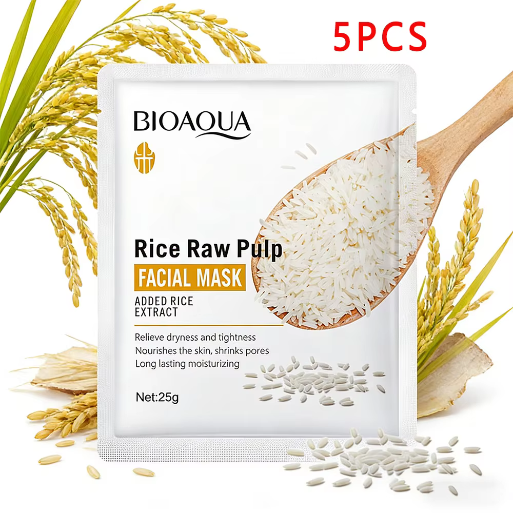 Masques faciaux en pulpe de riz BIOAQUA, soins de la peau, hydratants, raffermissants, masques en fe