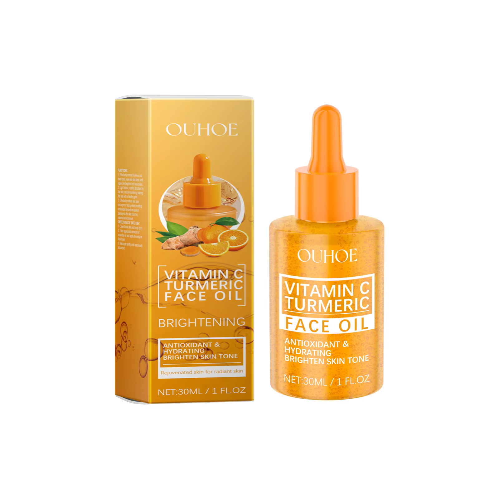 Sérum éclaircissant à la vitamine C, 30ml, avec extrait de curcuma, Niacinamide, hydratant pour le v