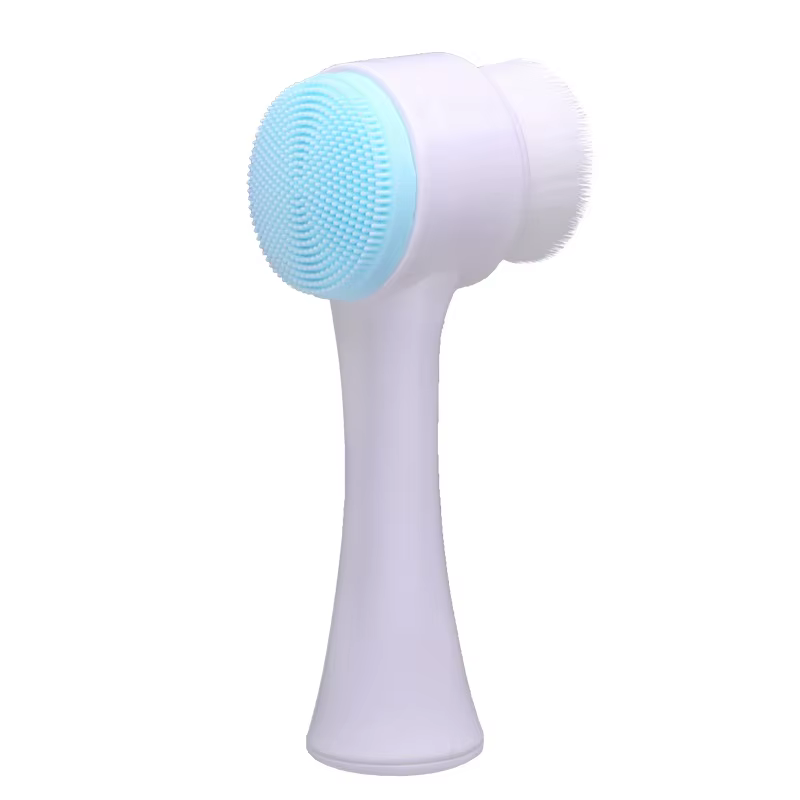 Brosse nettoyante faciale 3D double face en silicone souple, exfoliant manuel pour le visage, masseu