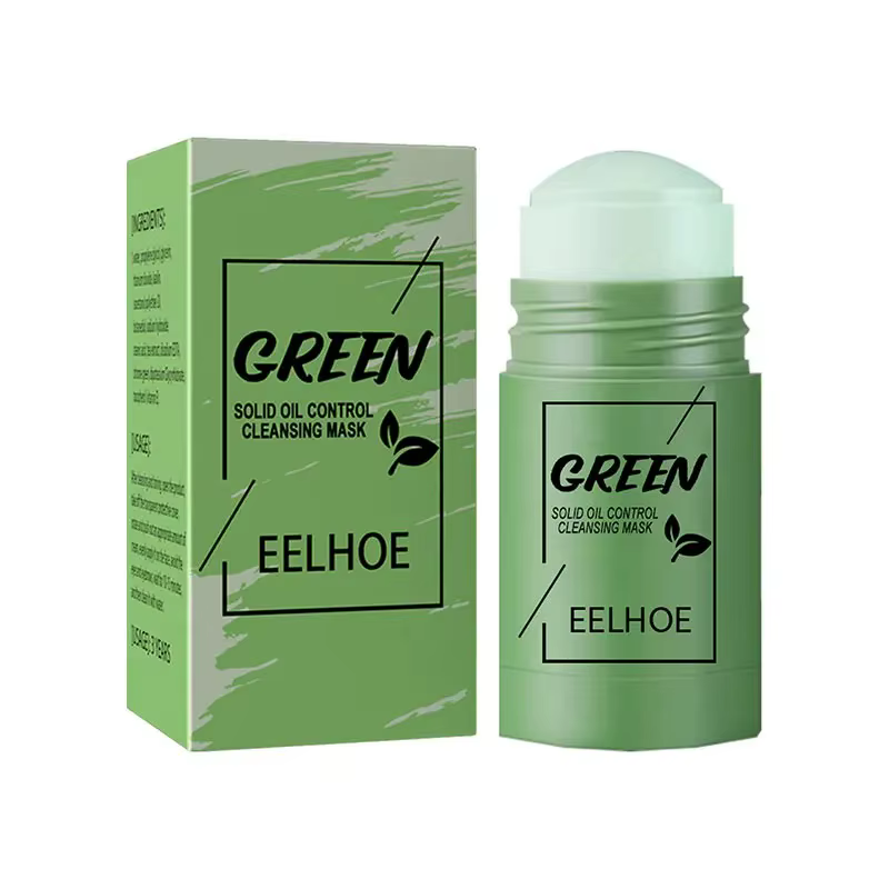 Masque facial solide nettoyant au thé vert, bâton nettoie les Pores, élimine l'acné, points noirs, c