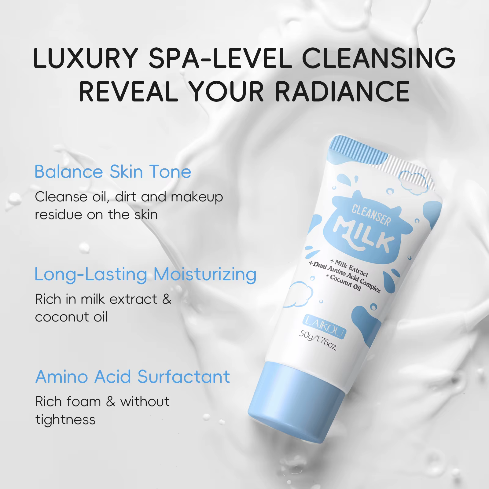 LAIKOU – barre nettoyante au lait, savon doux pour le visage et le corps, traitement nourrissant, mê