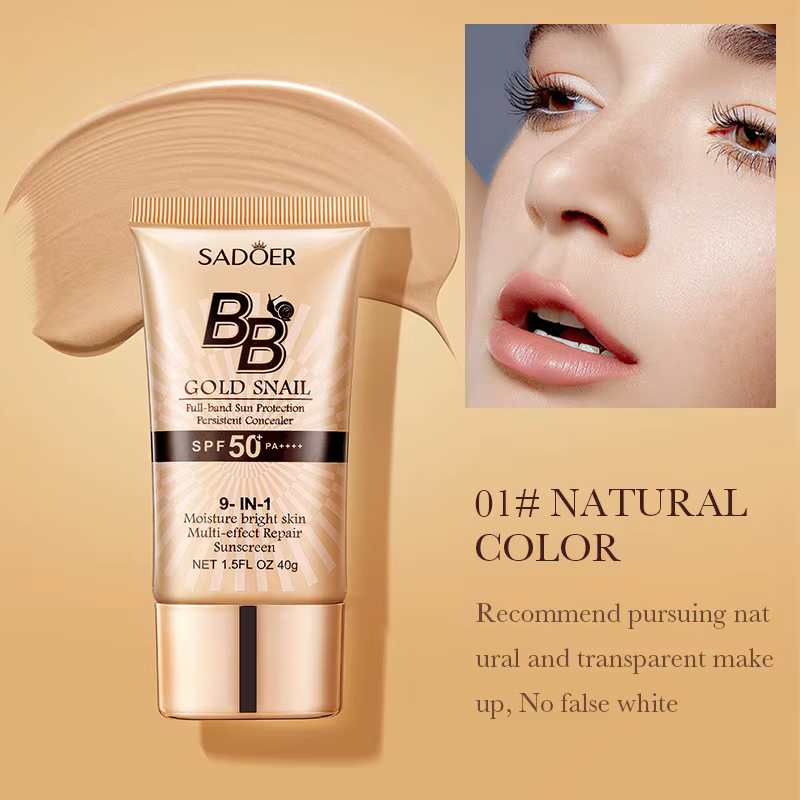 SADOER Gold Snail crème solaire BB fond de teint correcteur crème d'isolation hydratante SPF50 + PA