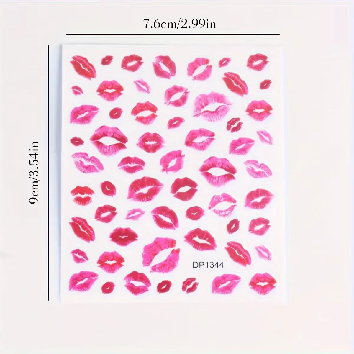Autocollants pour ongles imprimés Fantasy Heart & Kiss – Autocollants auto-adhésifs à finition mate