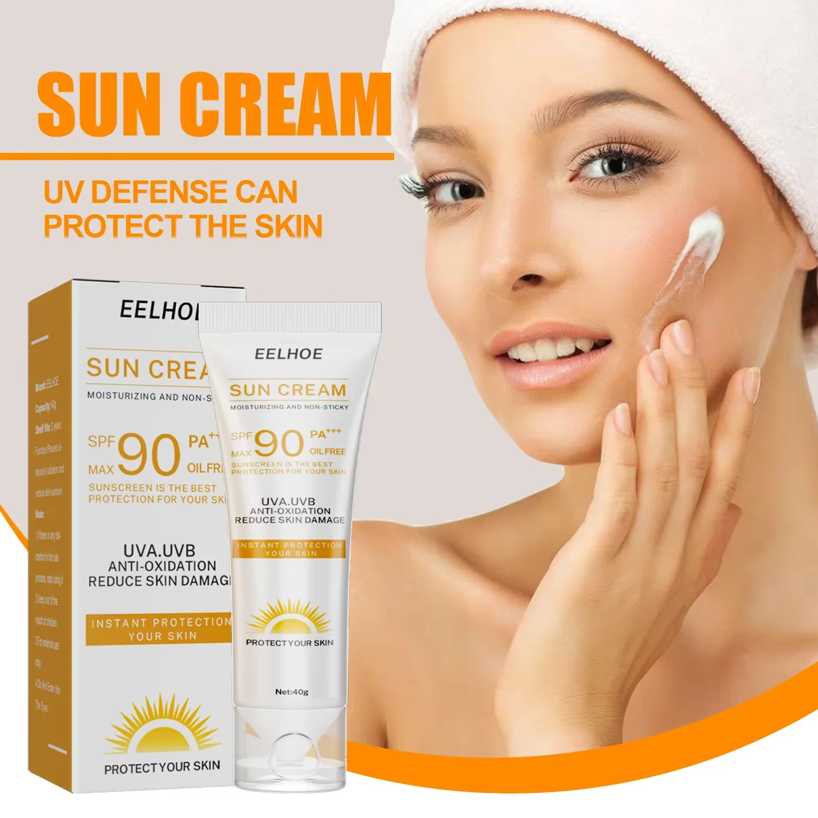 Crème solaire éclaircissante Spf90, crème solaire rafraîchissante pour le visage et le corps, contrô