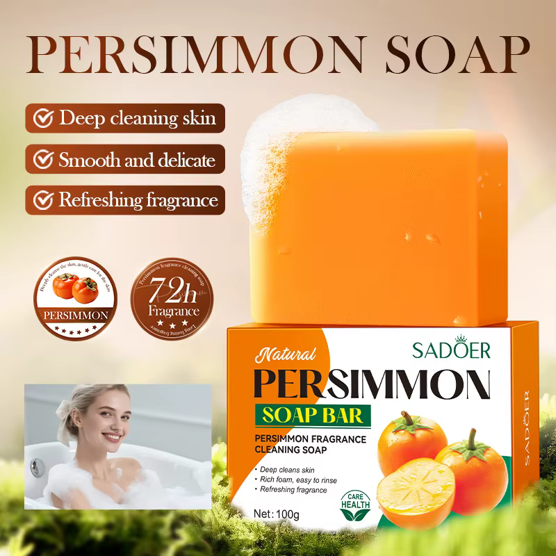 Savon Nettoyant au Kaki SADOER – Savon Artisanal Hydratant et Lissant pour le Corps et le Visage – N