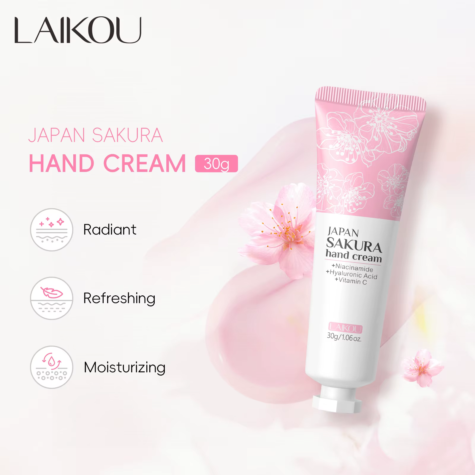 Crème pour les mains LAIKOU Sakura 30g - Soin hydratant pour les mains - Crème pour les mains rafraî