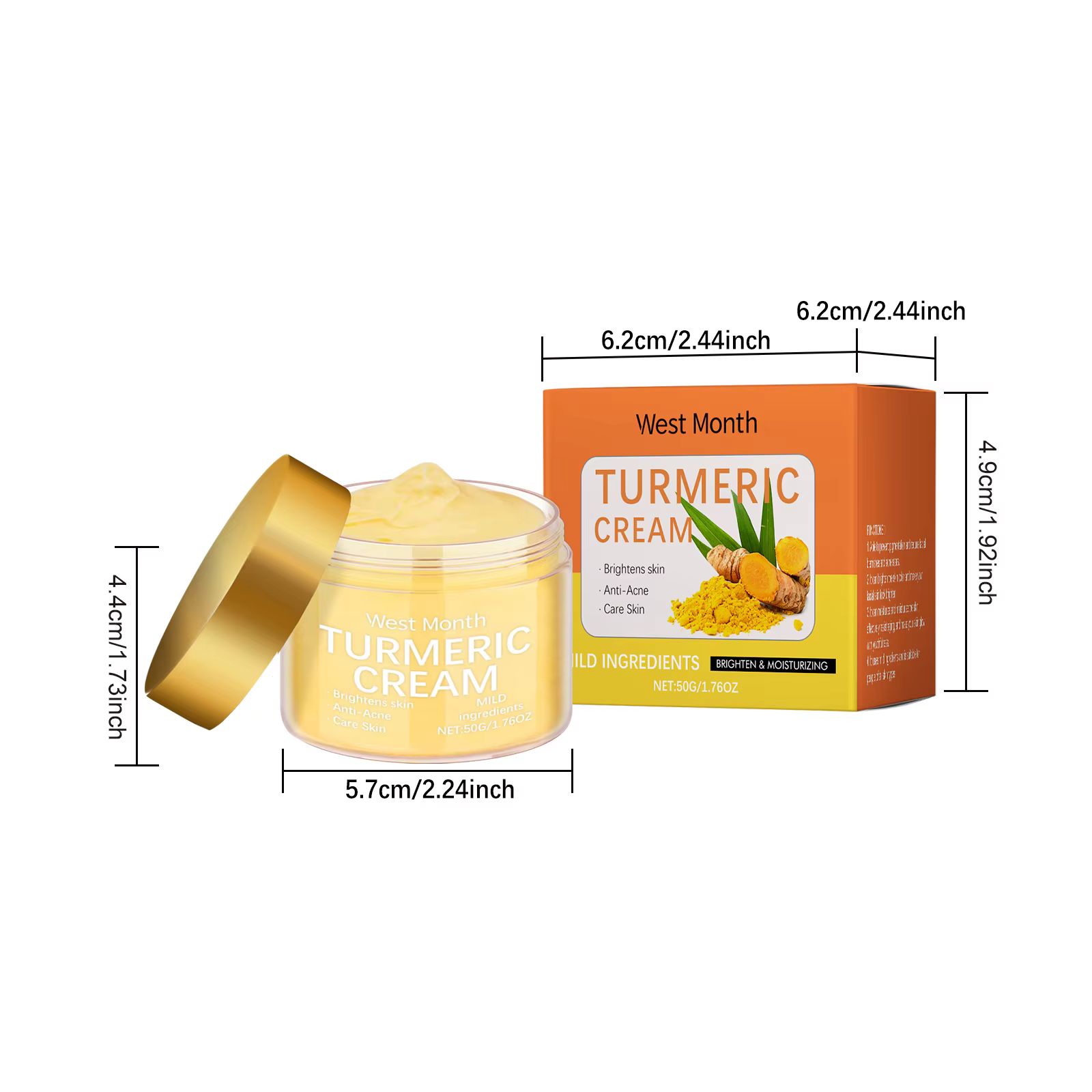 Ensemble de soins pour la peau éclaircissant au curcuma, sérum exfoliant, crème hydratante pour la p