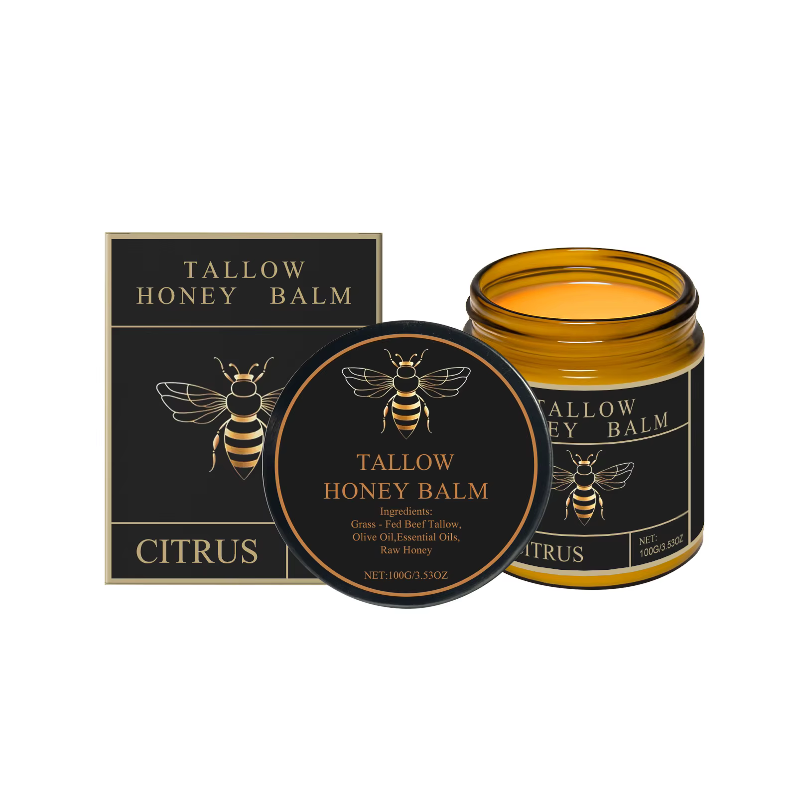 Baume de Tallow de boeuf aux herbes organiques au miel cru peau douce et lisse lavande agrumes fouet