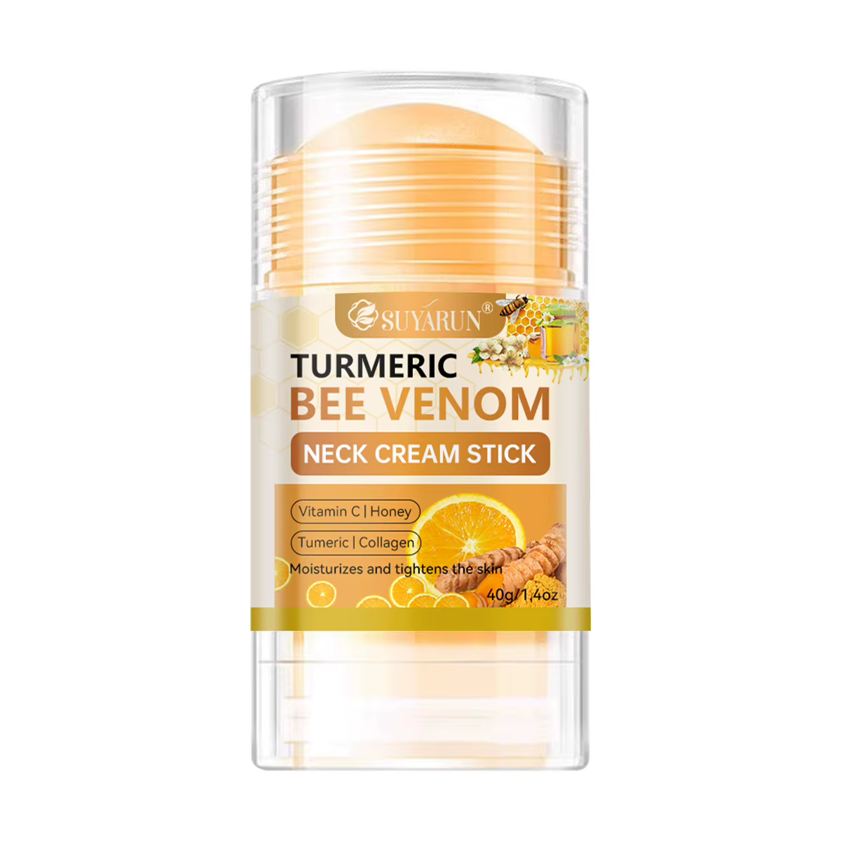 SUYARUN Crème en stick pour le cou au curcuma et au venin d'abeille - Anti-âge, raffermissante, rédu