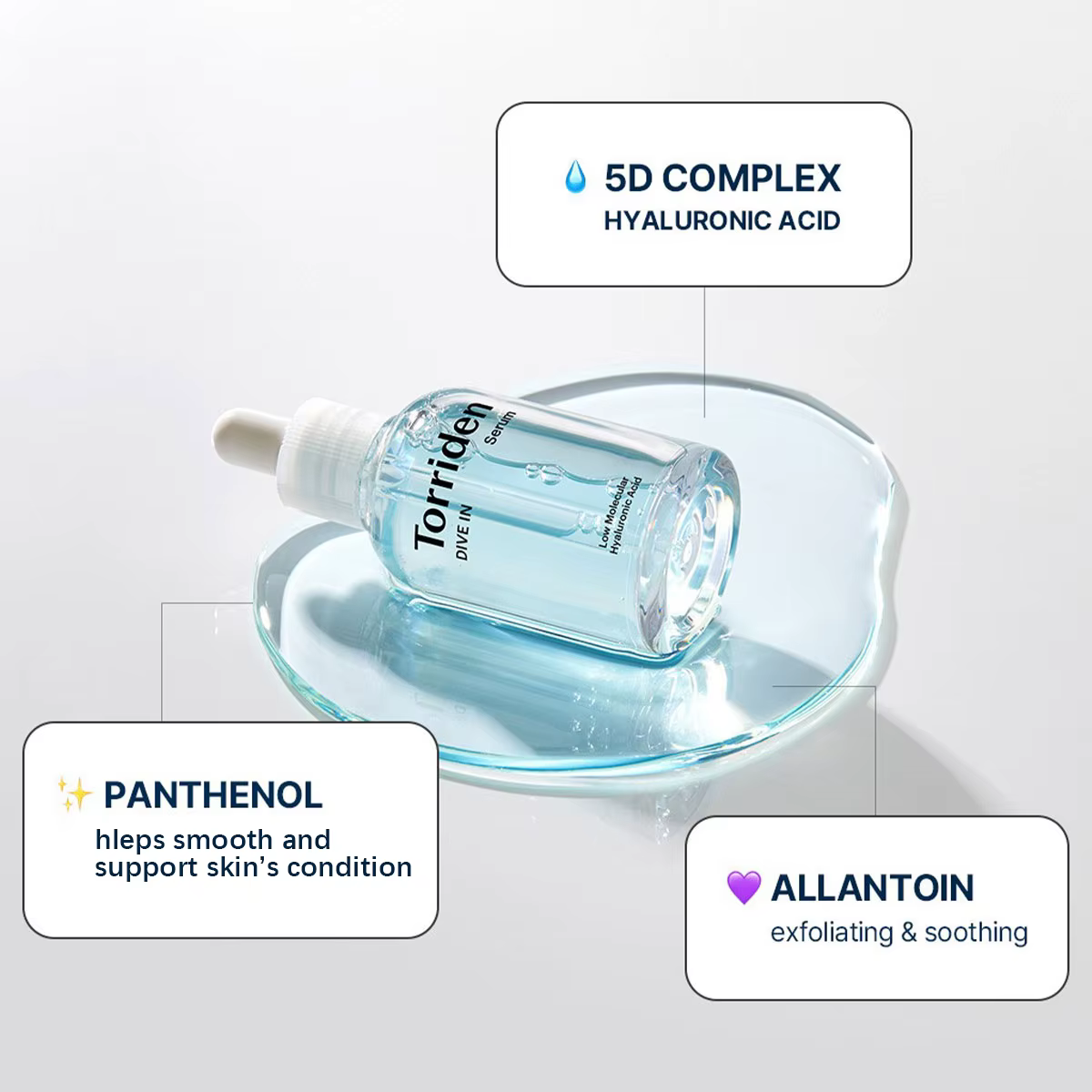 Sérum à l'acide hyaluronique à faible poids moléculaire Torriden DIVE-IN 50 ml, rafraîchissant et no