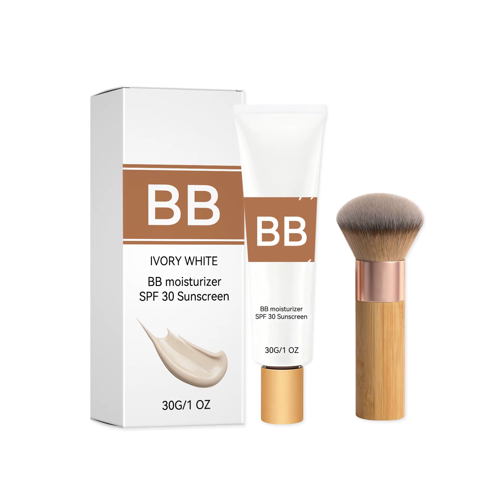 Crème BB Teintée Protection Solaire SPF 30++ Couvrance Totale Pores Invisibles Anti-Acné Éclaircissa
