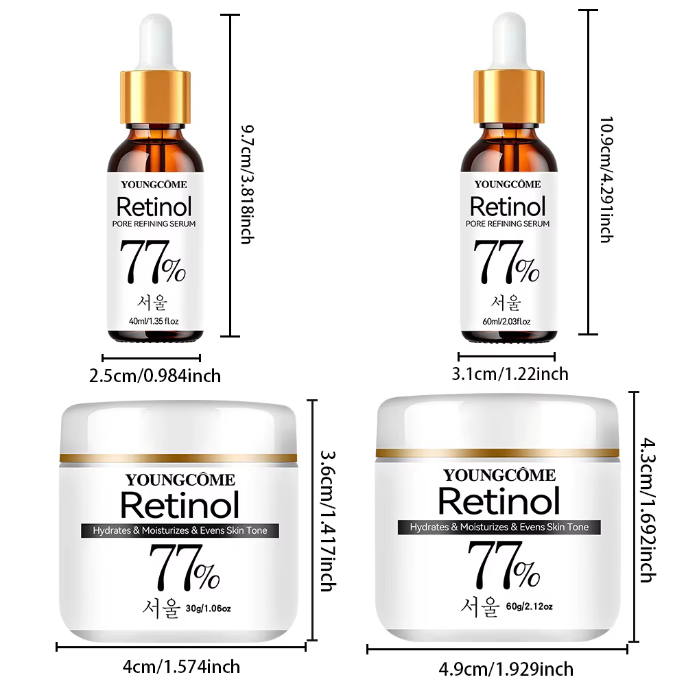 Ensemble de crème sérum pour le visage raffermissant au rétinol, Anti-âge, élimination des rides, ri