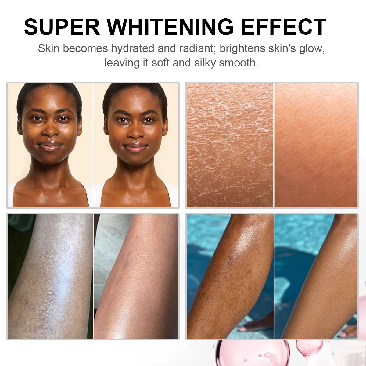 LKIAE Fair White Lotion pour le corps pour une peau brillante et saine, hydratante, réduit les tache
