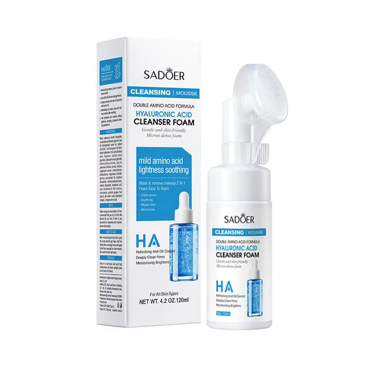 SADOER Mousse Nettoyante Visage aux Acides Aminés 120ml - Nettoyant Moussant Doux Équilibré au PH po