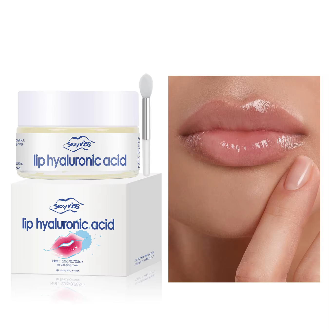 Masque à lèvres au collagène à l'acide hyaluronique, 20g, hydratation en profondeur, exfoliant hydra