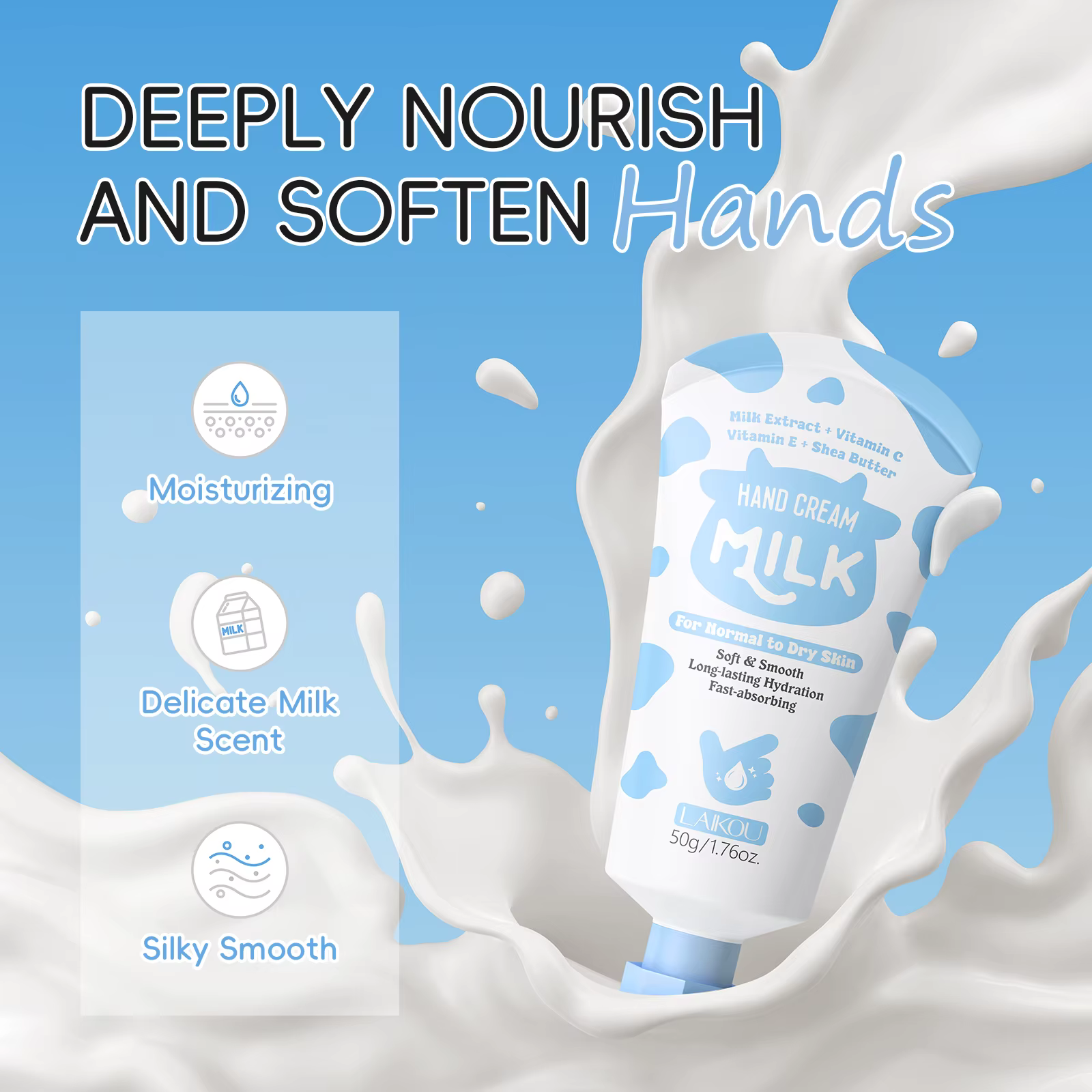 LAIKOU lait crème pour les mains hydratation intensive absorption rapide lissage réparation peau sèc