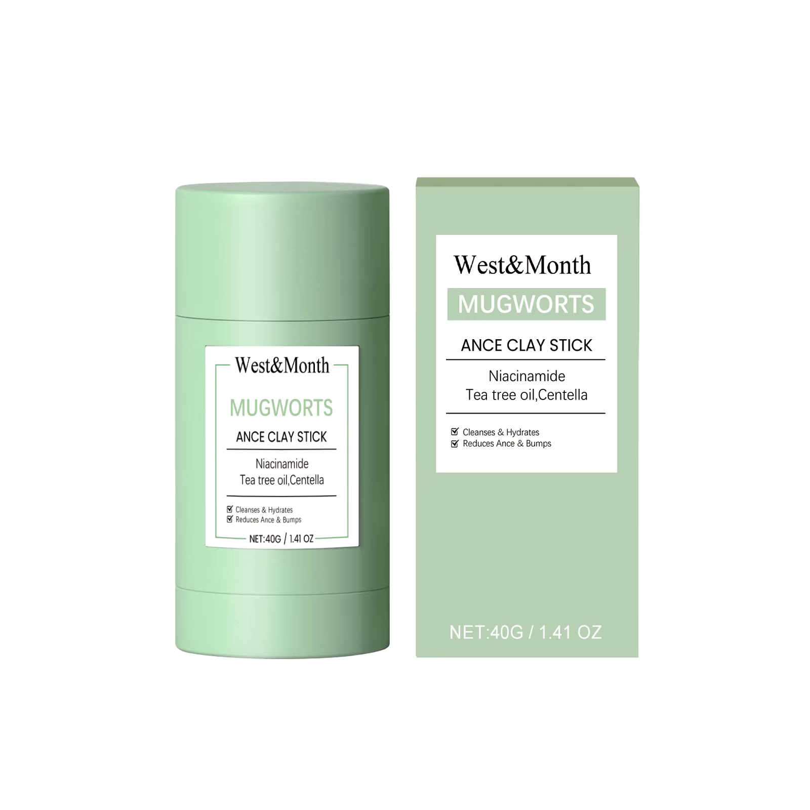 Masque de boue pour le nettoyage des points noirs, bâton de masque vert, nettoyage en profondeur des