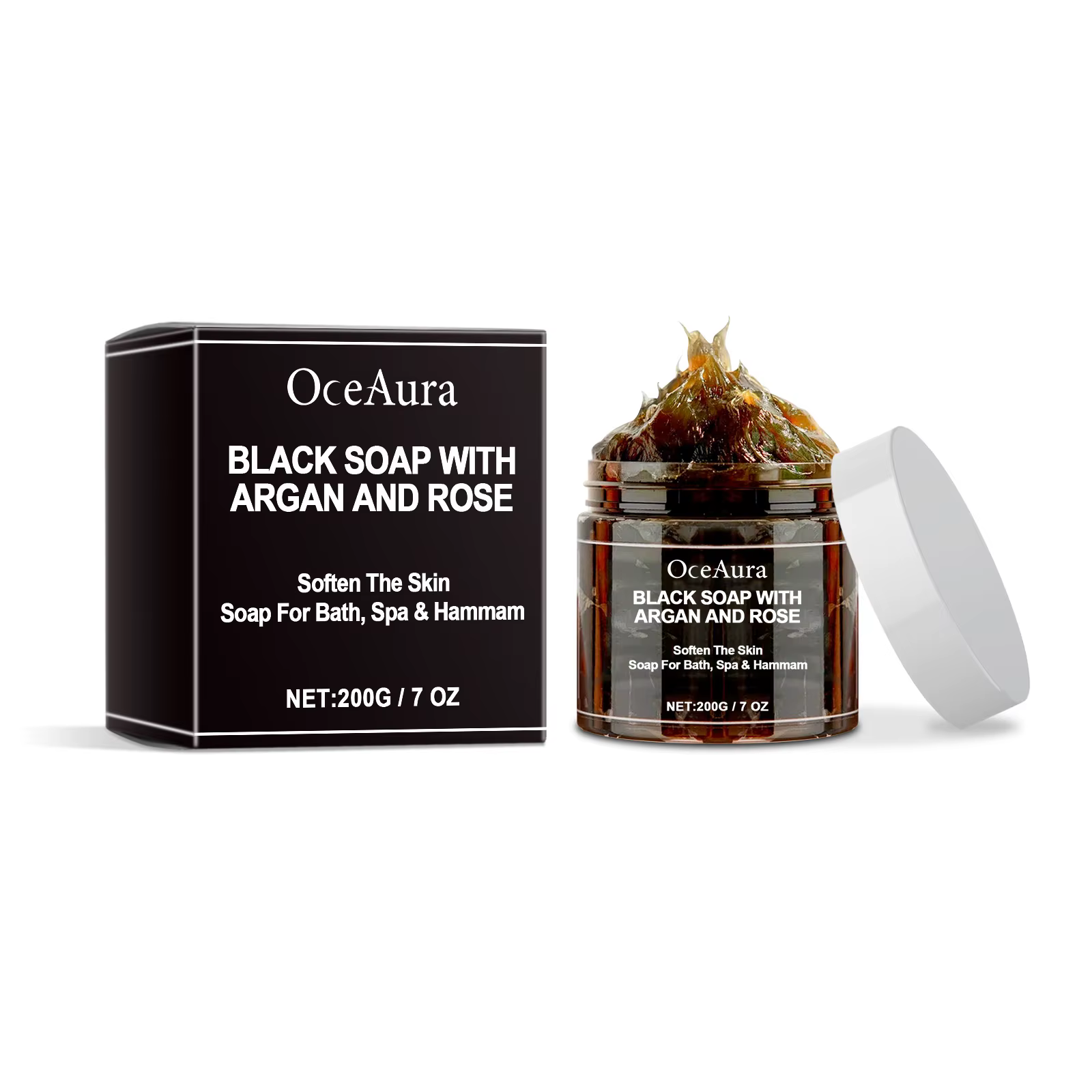 Savon Nettoyant Noir Exfoliant Corporel Purifiant Anti-Points Noirs Contrôle du Sébum Éclaircissant