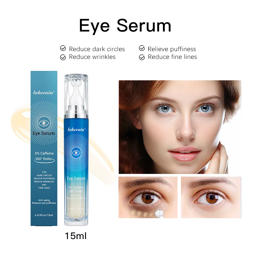 Sérum pour les yeux à la caféine 5 % et crème sous les yeux pour les cernes et les poches, crème pou
