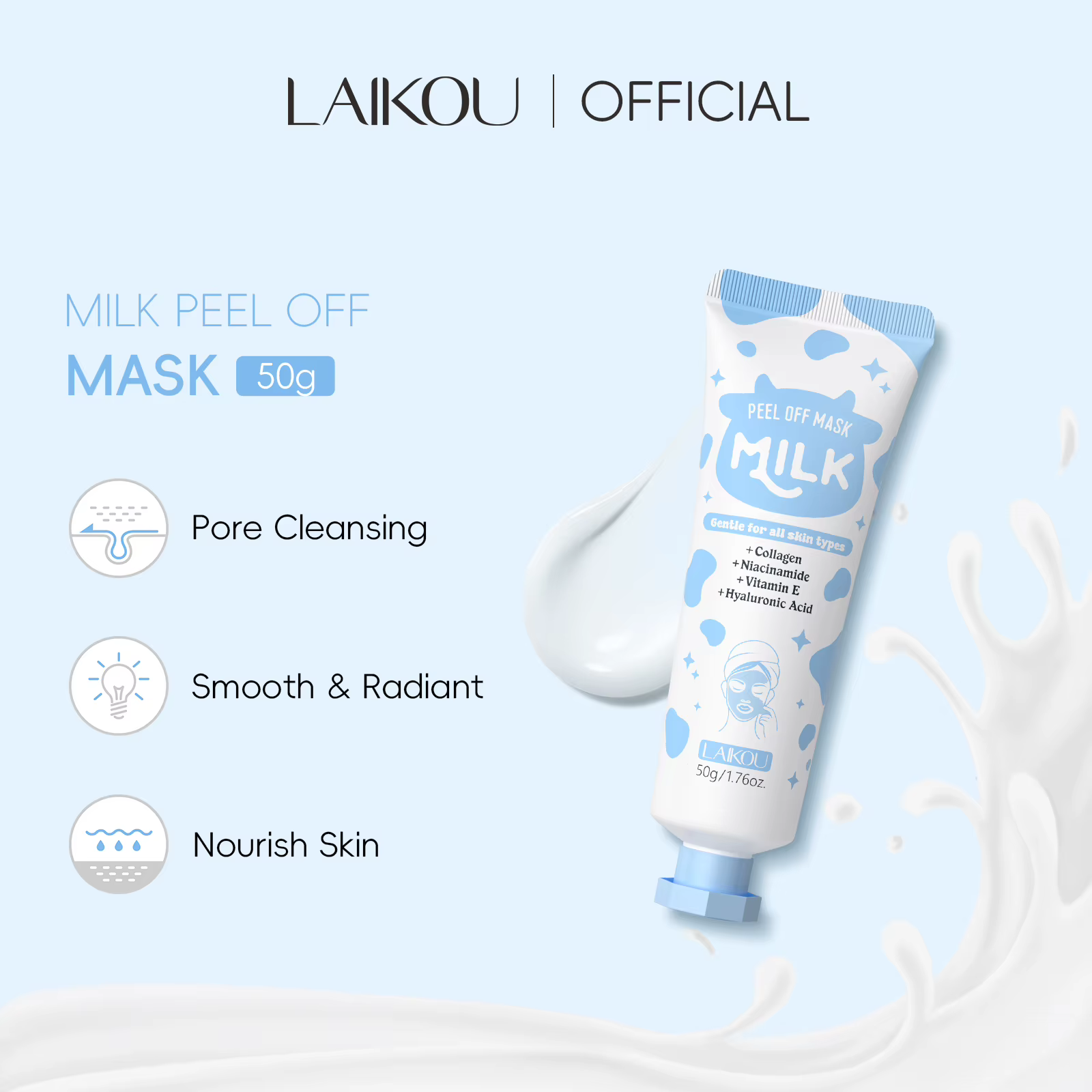 LAIKOU masque pelable au lait pour le traitement du visage nettoyage en profondeur élimination des p
