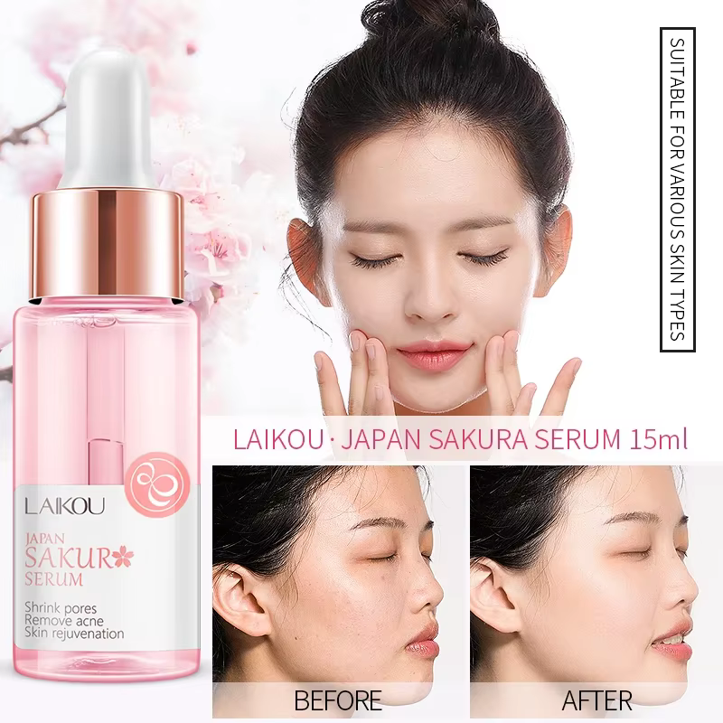 LAIKOU Sakura sérum visage rides Essence éclaircissante Essence rétrécit les Pores hydratant soins d