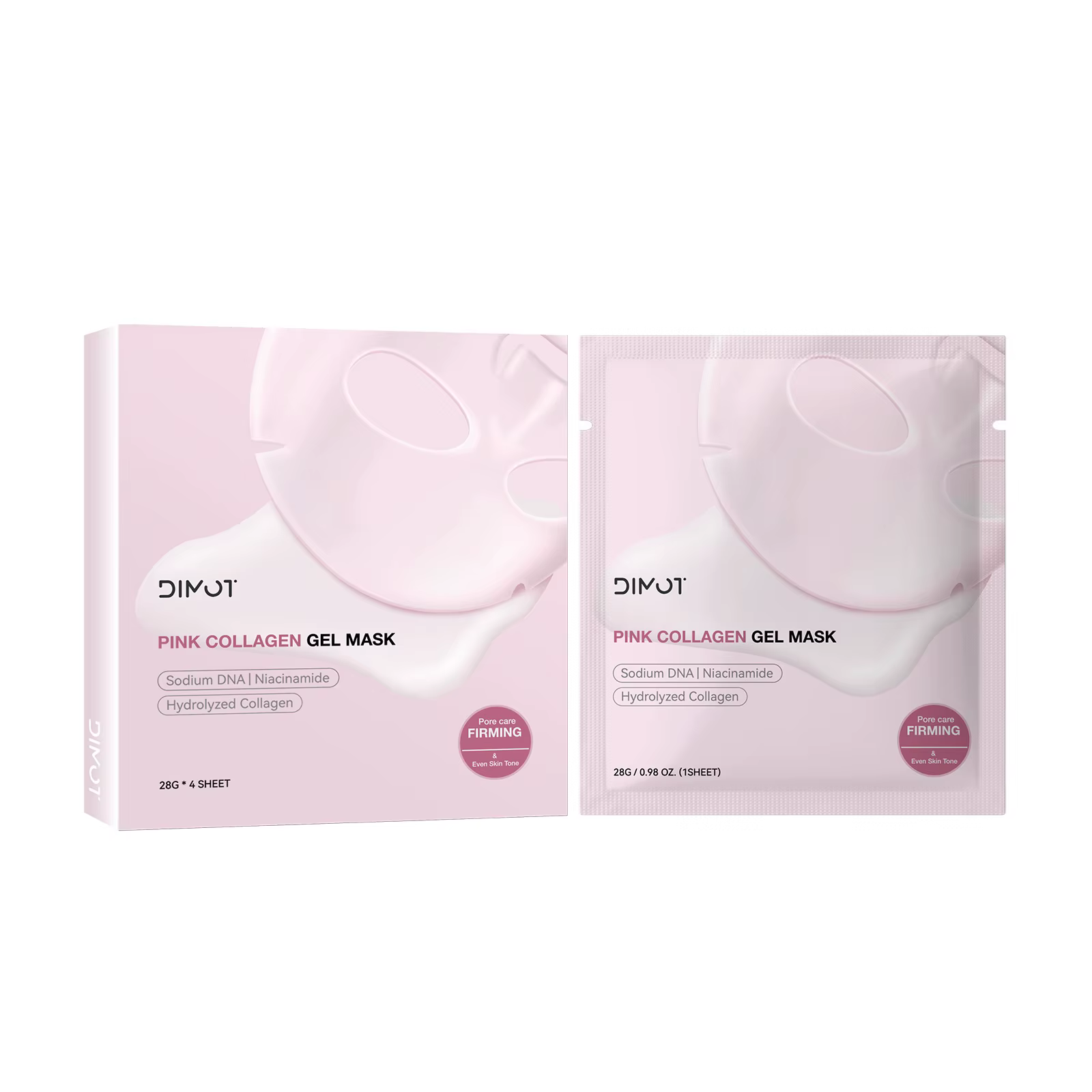 Masque facial au collagène hydrogel – Feuille de gelée rose pour une humidité intense, équilibre le 
