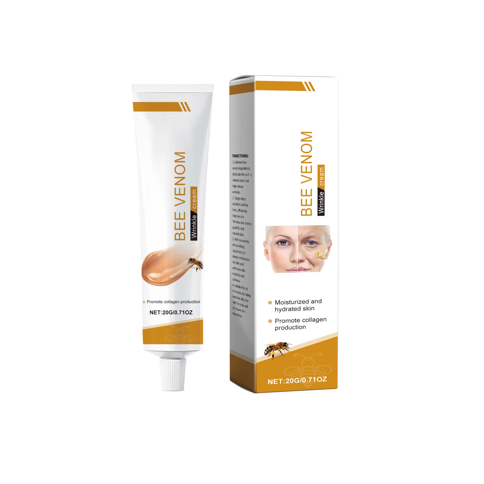 Crème anti-rides au venin d'abeille, hydratante, Lifting du visage, Anti-affaissement, amélioration,