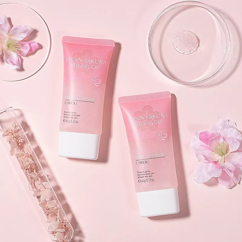 LAIKOU Sakura Peeling Gel Exfoliation du visage nettoie les Pores hydratant contrôle de l'huile 60g