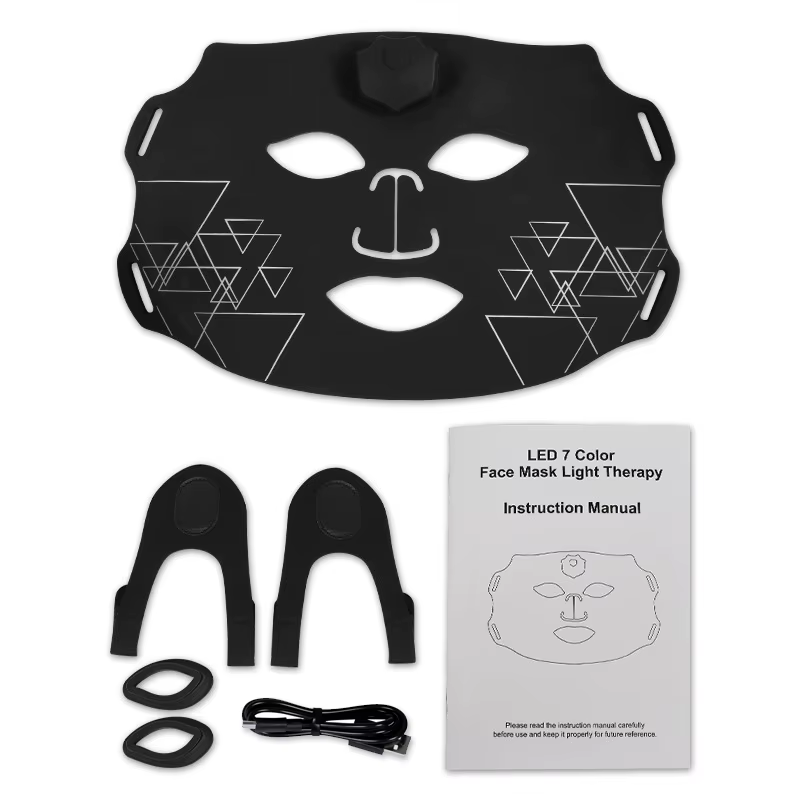 Masque facial ou pour le cou à LED 7 couleurs avec 80 lumières, flexible, doux, à lumière rouge, pou
