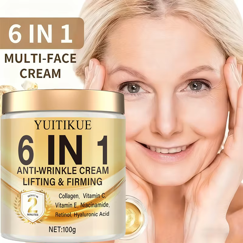 YUITIKUE Crème liftante 2 Min 100g - Anti-rides 6 en 1, avec rétinol et collagène, pour tous les typ